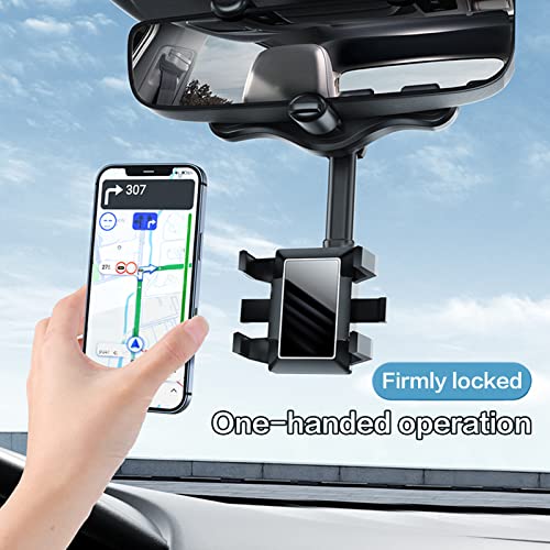 Rotatable and Retractable Car Phone Holder -2022 New Multifunctional Rearview Mirror Phone Holder for car, Universal 360 Degree Rotatable Rearview Mirror Phone Mount for All Mobile Phones (1PC)