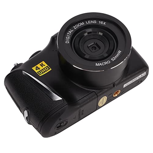 Digital Camera, Ultra HD 12MP Video Camera, DSLR Camera with 3.2in IPS Screen, 16X Digital Zoom, Wide Angle Lens, Macro Lens, 1500mAh Battery (Black)