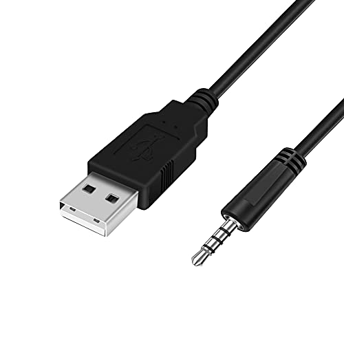 3.5mm Male AUX Audio Jack to USB 2.0 Male Charge Cable Adapter Headphone to USB Cord for Any Other Device with 3.5mm Port(3.3FT Black)