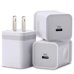 usb c wall charger block 20w, arccra 3-pack usb-c pd power delivery fast type c charging block brick box plug adapter for iphone 14 pro max 14 plus 14 13 12 pro max mini 11 xs xr x 8, ipad, airpods