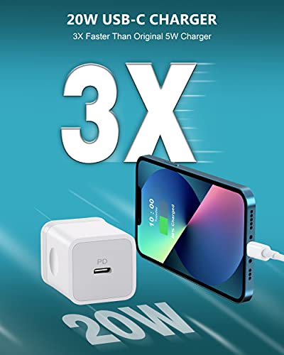 USB C Wall Charger Block 20W, ARCCRA 3-Pack USB-C PD Power Delivery Fast Type C Charging Block Brick Box Plug Adapter for iPhone 14 Pro Max 14 Plus 14 13 12 Pro Max Mini 11 XS XR X 8, iPad, AirPods