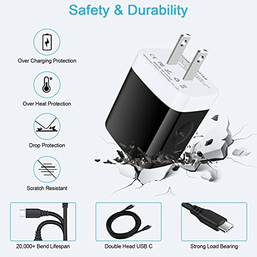 USB C Fast Charger 20W Type C Charger Block Wall Charger Adapter Box with 6ft Android Phone Charger Cable for Samsung Galaxy S22,S21,S20,S10,A03S,A13 5G,A53 5G,Z Flip/Fold 4,Pixel 7 Pro/7/6 Pro/6a/5