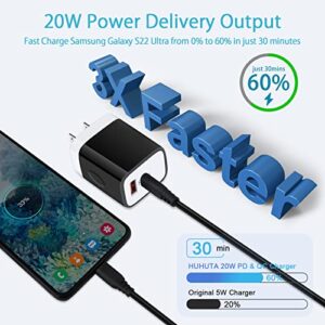 USB C Fast Charger 20W Type C Charger Block Wall Charger Adapter Box with 6ft Android Phone Charger Cable for Samsung Galaxy S22,S21,S20,S10,A03S,A13 5G,A53 5G,Z Flip/Fold 4,Pixel 7 Pro/7/6 Pro/6a/5