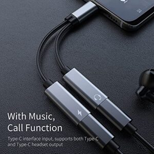 LecLooc USB C Splitter, Dual USB C Headphone and Charger Adapter with 60W Fast Charge Fit with Pixel 7 6 Pro 5 4XL 3 2XL,Galaxy S23 S22 Ultra S21 S20 Ultra/S21,Note 20/10 Ultra,iPad/MacBook Pro