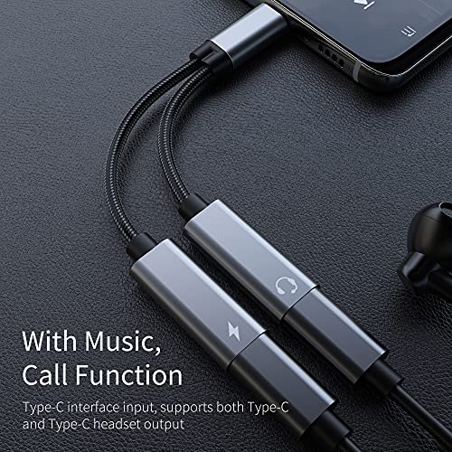 LecLooc USB C Splitter, Dual USB C Headphone and Charger Adapter with 60W Fast Charge Fit with Pixel 7 6 Pro 5 4XL 3 2XL,Galaxy S23 S22 Ultra S21 S20 Ultra/S21,Note 20/10 Ultra,iPad/MacBook Pro