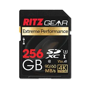extreme performance high speed uhs-i sdxc 256gb sd card 90/60 mb/s u3 a1 class-10 v30 memory card for sd devices that can capture full hd, 3d, and 4k video as well as raw photography.