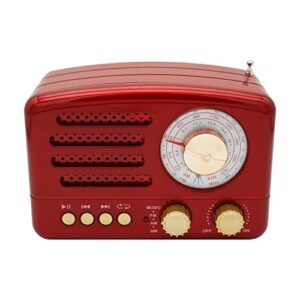 fezeqin d-168 portable am fm shortwave 3 band radio transistor receiver vintage dsp radio rechargeable battery operated wireless bt speaker support tf card/usb/aux play good for family elderly (red)