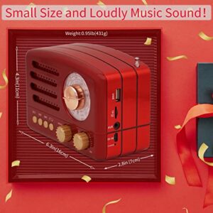 FEZEQIN D-168 Portable AM FM Shortwave 3 Band Radio Transistor Receiver Vintage DSP Radio Rechargeable Battery Operated Wireless BT Speaker Support TF Card/USB/AUX Play Good for Family Elderly (Red)