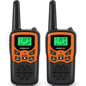 walkie talkies for adults, ansiovon long range handheld walky talky with 22 channels walkie talkie lcd display, flashlight for outside adventures, camping, hiking (2 pack)