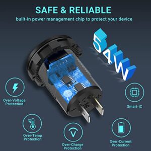 12V USB Outlet Qidoe 54W Car Charger Socket 3 Port USB Quick Charge3.0 Outlet with Waterproof Aluminum Multiple Car Power Outlet Adapter for Boat Truck Marine Golf Cart