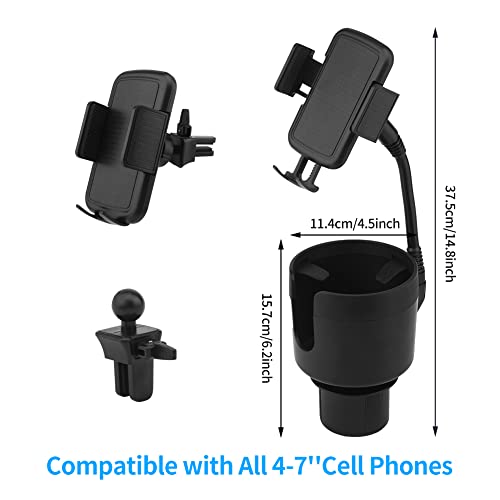 Car Cup Holder Phone Mount Adjustable Base with 360° Rotation Universal Multifunctional Drink Cup Holder Expander Cellphone Holder Adapter for Car Fits Any iPhone All Smartphones