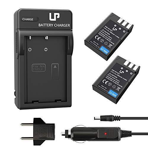 EN-EL9 EN EL9a Battery Charger Pack, LP 2-Pack Battery & Charger, Compatible with Nikon D40, D40X, D60, D3000, D5000 Cameras, Replacement for MH-23