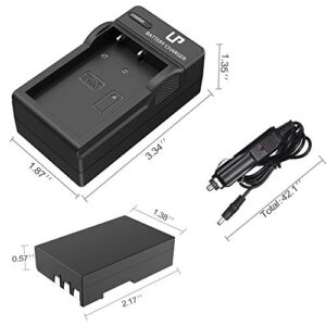 EN-EL9 EN EL9a Battery Charger Pack, LP 2-Pack Battery & Charger, Compatible with Nikon D40, D40X, D60, D3000, D5000 Cameras, Replacement for MH-23