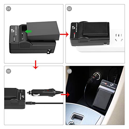 EN-EL9 EN EL9a Battery Charger Pack, LP 2-Pack Battery & Charger, Compatible with Nikon D40, D40X, D60, D3000, D5000 Cameras, Replacement for MH-23