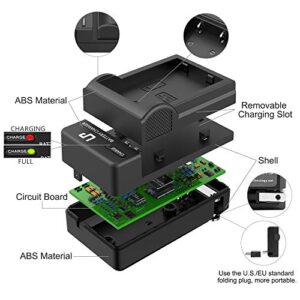 EN-EL9 EN EL9a Battery Charger Pack, LP 2-Pack Battery & Charger, Compatible with Nikon D40, D40X, D60, D3000, D5000 Cameras, Replacement for MH-23