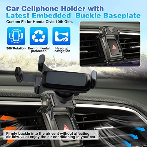 Sunsdrew Custom Fit for Car Phone Holder Honda Civic 2016-2021 Sedan Hatchback Air Vent Cell Phone Mount Handsfree Thick Case Friendly Car Mount for iPhone, Samsung, Moto, Nokia and Other Smartphones