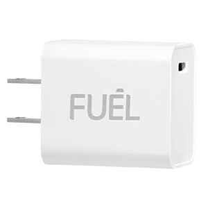 fuel usb c wall charger – 20w – ul listed, durable, compact pd iphone charger fast charging for iphone 14 pro max/ 13 pro max/ 12 pro max/ 11/ s23 ultra/pixel 7/ ipad pro (cable not included) – white