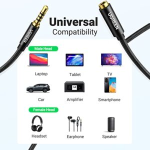 UGREEN Headphone Extension Cable 4 Pole TRRS 3.5mm Extension with Microphone Male to Female Stereo Audio Cable Gold Plated Nylon Braided Compatible with iPhone iPad Smartphones Media Players, 3FT