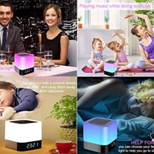 Gallstep Night Lights Bluetooth Speaker, Alarm Clock Bluetooth Speaker Touch Sensor Bedside Lamp Dimmable Multi-Color Changing Bedside Lamp, MP3 Player, Wireless Speaker with Lights