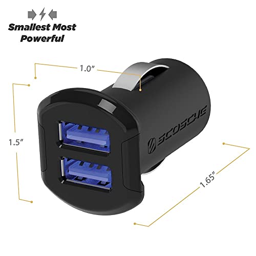 Scosche USBC242M ReVolt Universal Cigarette Lighter Multi Device Compact Dual Port USB Car Charger, Fast Charge Two Devices Simultaneously, Black
