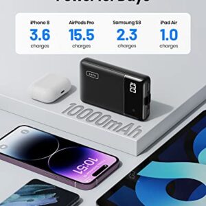 INIU Portable Charger, Adjustable Built-in Cables 10000mAh Power Bank with Tiny Size, Tri-3A High-Speed Battery Pack for iPhone 14 13 12 11 Pro X Samsung S22 S10 Google LG iPad Tablet Airpods etc.