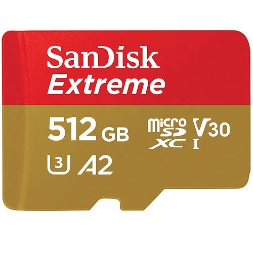 SanDisk Extreme 512GB SDXC UHS-I U3 V30 Memory Card Works with GoPro Action Camera Hero 11 Black and Hero11 Black Mini (SDSQXAV-512G-GN6MN) Bundle with 1 Everything But Stromboli MicroSD Card Reader