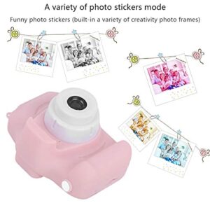 FOLOSAFENAR 2400W Pixels Portable Children Camera, Cartoon Child Camera,Rechargeable Electronic Digital Dv Taking Pictures Toy, with 2 Inches Screen,for Boys and Girls Gifts (Pink)