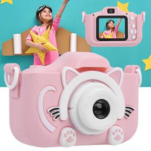 FOLOSAFENAR 2400W Pixels Portable Children Camera, Cartoon Child Camera,Rechargeable Electronic Digital Dv Taking Pictures Toy, with 2 Inches Screen,for Boys and Girls Gifts (Pink)