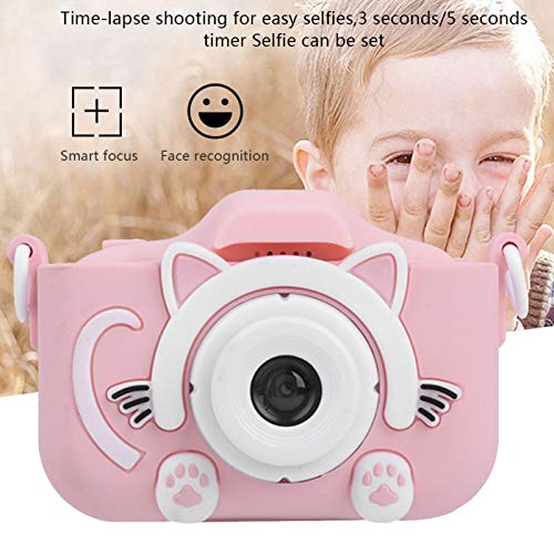FOLOSAFENAR 2400W Pixels Portable Children Camera, Cartoon Child Camera,Rechargeable Electronic Digital Dv Taking Pictures Toy, with 2 Inches Screen,for Boys and Girls Gifts (Pink)