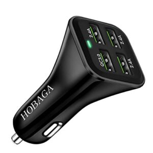 usb car charger adapter, qc 3.0 fast car charger, 4-port multi 9.6 amp 48w rapid car charger compatible with iphone 13/12/11 pro max, samsung galaxy s20 ultra/note20, lg, pixel and more.