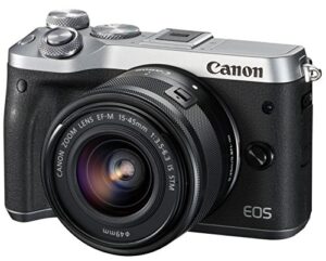 canon mirrorless single-lens camera eos m6 lens kit (silver) ef-m15-45mm f3.5-6.3 is stm- international version (no warranty)