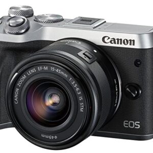 Canon mirrorless Single-Lens Camera EOS M6 Lens Kit (Silver) EF-M15-45mm F3.5-6.3 is STM- International Version (No Warranty)