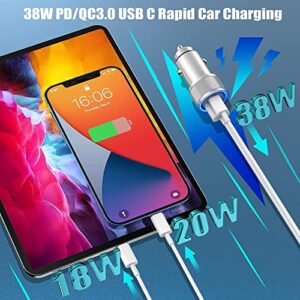 iPhone Car Charger, [Apple MFI Certified] 38W Fast Car Charger iPhone USB C Car Charger Dual Port Cigarette Lighter Adapter with 2Pack Lightning Cable for Apple iPhone 14 13 12 11 XS XR X 8 7, iPad