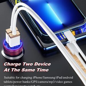 【2Pack】 USB Car Charger, Dual USB Port Car Charger Adapter, 5V/4.8A Charge Car Phone Charger with Blue LED & Touch Switch Fit for iPhone 13/12 Pro/Max/8, Galaxy S21/20/10/9 (Red)