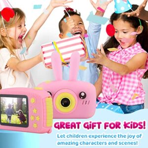 Portable Children Digital Camera Pink Kid Camera 12MP 32G 2.0-Inch HD Color Screen Toy for Child Gift