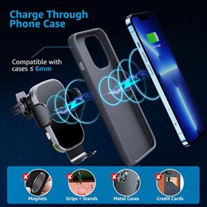 Upgraded Wireless Car Charger, Auto-Clamping Car Charger Mount, 15W Fast Charging Air Vent Phone Holder for iPhone 14/14 Pro/13/13 Pro/12/12 Pro/11/11 Pro/Xr/Xs/X/8 (with QC 3.0)