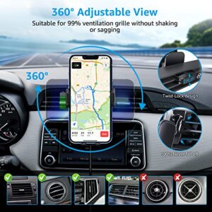 Upgraded Wireless Car Charger, Auto-Clamping Car Charger Mount, 15W Fast Charging Air Vent Phone Holder for iPhone 14/14 Pro/13/13 Pro/12/12 Pro/11/11 Pro/Xr/Xs/X/8 (with QC 3.0)