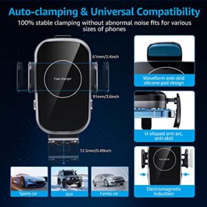 Upgraded Wireless Car Charger, Auto-Clamping Car Charger Mount, 15W Fast Charging Air Vent Phone Holder for iPhone 14/14 Pro/13/13 Pro/12/12 Pro/11/11 Pro/Xr/Xs/X/8 (with QC 3.0)