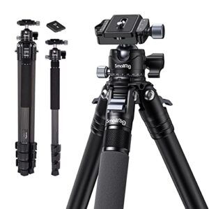 smallrig 54″ lightweight compact carbon fiber tripod with detachable monopod, 360° ball head, quick release plate, load up to 26.5 lbs/12 kg, for canon for sony, dslr camera, phone, camcorder-4060