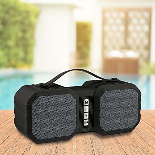 Coby Ranger Rugged Bluetooth 5.0 Indoor Outdoor Speaker - Music and Call Controls - USB, TF Card, 3.5mm AUX Input - HD Audio & True Wireless Stereo - 7 Hour Battery Life - Carry Strap - Phone Stand