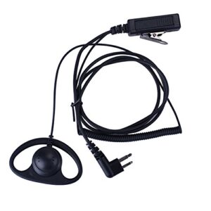 keyblu d shape earpiece cls1410, cls1110, cp185, cp200, cp200d, headset with big ptt for 2 pin walkie talkie radio (motorola)