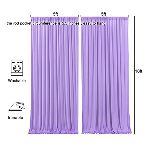 10x10 Lavender Backdrop Curtain for Parties Wedding Wrinkle Free Light Purple Photo Curtains Backdrop Drapes Fabric Decoration for Baby Shower Photoshoot 5ft x 10ft,2 Panels