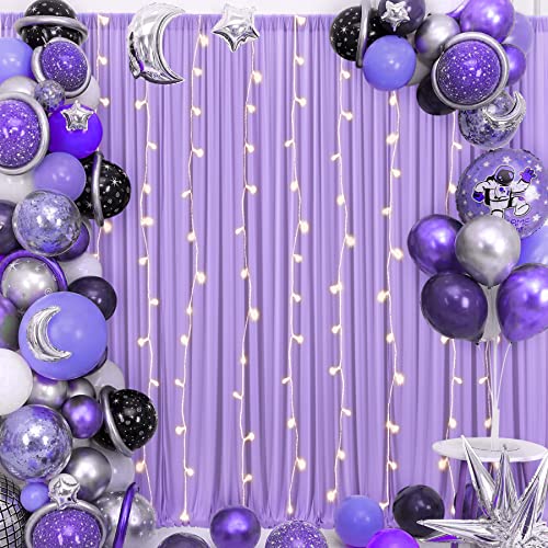 10x10 Lavender Backdrop Curtain for Parties Wedding Wrinkle Free Light Purple Photo Curtains Backdrop Drapes Fabric Decoration for Baby Shower Photoshoot 5ft x 10ft,2 Panels