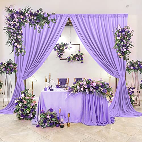 10x10 Lavender Backdrop Curtain for Parties Wedding Wrinkle Free Light Purple Photo Curtains Backdrop Drapes Fabric Decoration for Baby Shower Photoshoot 5ft x 10ft,2 Panels