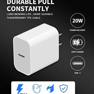 iPhone Fast Charger, iPhone Charger Fast Charging 20W PD Adapter Fast Charger Type C Power Wall Charger Block + 6FT USB C to Lightning Cable Compatible with iPhone 14/13/12 11/Pro Max/Pro/XR/SE/8Plus