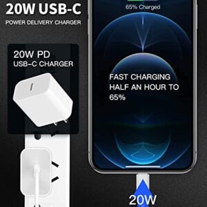 iPhone Fast Charger, iPhone Charger Fast Charging 20W PD Adapter Fast Charger Type C Power Wall Charger Block + 6FT USB C to Lightning Cable Compatible with iPhone 14/13/12 11/Pro Max/Pro/XR/SE/8Plus