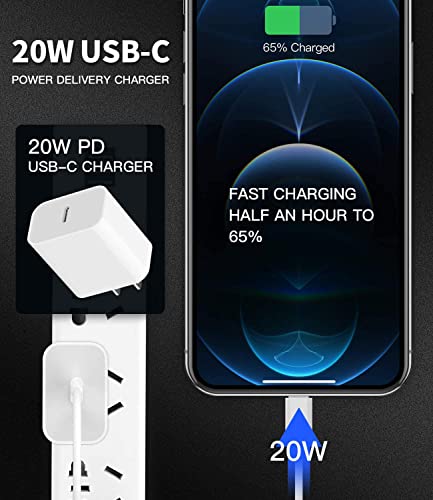 iPhone Fast Charger, iPhone Charger Fast Charging 20W PD Adapter Fast Charger Type C Power Wall Charger Block + 6FT USB C to Lightning Cable Compatible with iPhone 14/13/12 11/Pro Max/Pro/XR/SE/8Plus