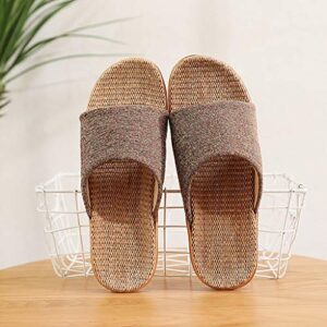 RUIVE Beach Flip Flop for Men's Casual Slip On Linen Slides Indoor Home Womens Summer Slippers Coffee