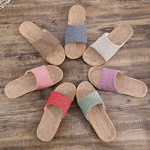 RUIVE Beach Flip Flop for Men's Casual Slip On Linen Slides Indoor Home Womens Summer Slippers Coffee