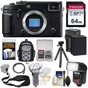 fujifilm x-pro2 wi-fi digital camera body with 64gb card + battery & charger + flash + sling backpack + tripod + strap + kit